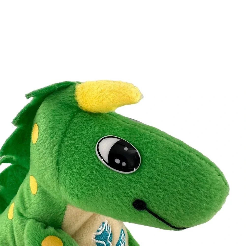 Fidelis Care Green Dinosaur Plush Stuffed Toy With Yellow Horn & Polka Dots 9